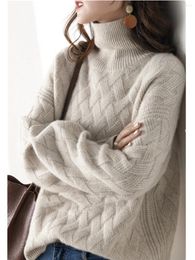 Women's Sweaters Autumn-winter Turtleneck Cashmere Sweater Slouchy Thick Pullover Bottom Wool
