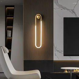 Wall Lamp Minimalist Ellipse Lights Gold Black Copper White 3 Color Temperature Dimming For Parlor Bedroom Aisle Stairs