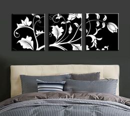 Unframed 3 Pcs Black White Flower Tree Modern Large HD Print Canvas Painting Art Picture For Living Room Home Wall Art Decor1588696