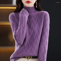 Women's Sweaters Woollen Sweater Pullover Autumn And Winter Thickened Half High Collar Long Sleeve Loose Versatile Undercoat