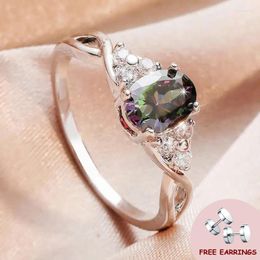 Cluster Rings Fashion Silver 925 Jewellery With Zircon Gemstone Ornament For Women Wedding Bridal Promise Party Gift Finger Ring Size 6-10