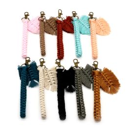 Creative Handmade Woven Macrame Fringe Tassel Wristlet Keychain BOHO Macrame Key Chains Wristlet Keyring Christmas Gifts