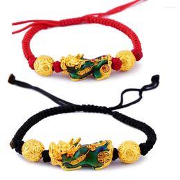 Charm Bracelets Keep Color Gold Pixiu Charms Change Handmake Adjustable Rope