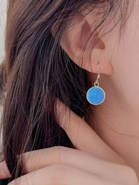 Stud Earrings Blue Round Aubao Earhook Light Luxury Simple Fashion Versatile S925 Silver Premium