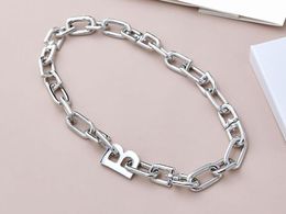 Realfine888 BB B Chain Thin Pendant Necklace in Silver Iconic Jewellery Luxury Designer For Woman With Box