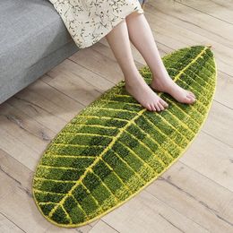 Bath Mats Green Leaf Shape Non-Slip Bathroom Mat Home Decor Sofa Floor Carpet Bath Mats Quality Washable Bedroom Mat Toilet Rug 231024