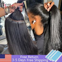 Lace Wigs Straight Tape In Hair Human Skin Weft Invisible Ins Brazilian Bulk Virgin For Black Women 231024