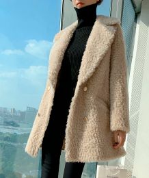 2023 Autumn and Winter Women Wool Coat Long Jacket Ny high-end förtjockande ull överrock kvinnlig mode