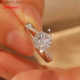 Wedding Rings Smyoue 0.5/1CT Certified Moissanite Engagement Rings for Women Sparkling Lab Diamond Ring Jewellery Luxury S925 Sterling Silver Q231024