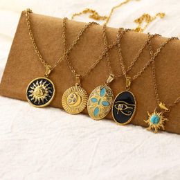 Pendant Necklaces 2023 Exquisite Sun Necklace For Woman Bohemian Gold Color Stainless Steel Men Jewelry Birthday Gift Korean Accessories