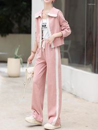 Women's Two Piece Pants Tracksuit Casual Outfits Women Autumn Spring 2023 Coat Tops Wide Leg Set Long Sleeve Knit Sweatsuit Chic