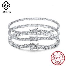 Bangle Rinntin 925 Sterling Silver Tennis Bracelets For Women 2mm m 4mm Cubic Zirconia Bracelet Jewelry Wholesale Party Gift SB94 231023