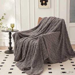 Blankets Striped Blanket Flannel Fleece Blankets Soft Bed Cover Winter Warm Stitch Fluffy Bedspread Sofa Bedroom