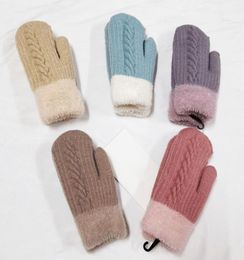Women Lady Winter Ski Mittens Thicken Sports Gloves Solid Color Warm Soft DHL5447487