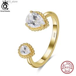 Wedding Rings ORSA JEWELS Luxury 925 Sterling Silver CZ Wedding Rings for Women Elegance Engagement Adjustable Finger Ring Jewellery SR268 Q231024