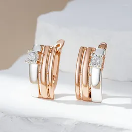Dangle Earrings Gulkina Square Wide For Women 585 Rose Gold Silver Colour Mix Natural Zircon English Ethnic Bride Jewellery