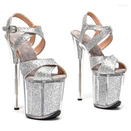 Sandals 20cm/8inches Sequins 503 Leecabe Bling Women Summer Fashion Open Toe High Heels Shoes Females Thin 1L 709