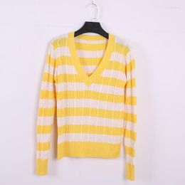 Women's Sweaters Women's Sweet For Women Striped Splice Pullovers V-Neck Knitting Jumper Long Sleeve Casual Streetwear Japan Jersey
