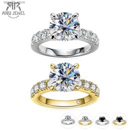 Wedding Rings AnuJewel 4.3cttw D Color Moissanite Engagement Rings 925 Sterling Silver 18k Gold Plated Lab Created Diamond Wedding Band Rings Q231024