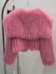 Futro dla kobiet sztuczne futro Faux Fur Kllar Top Women's Winter Płaszcz luksusowy marka gruba ciepła granatowa moda europejska i amerykańska odzież damska 231024