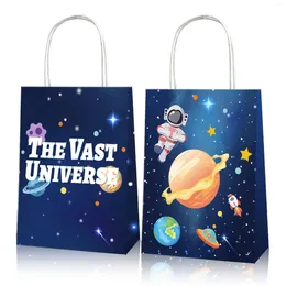 Gift Wrap BD038 12Pcs Universe Space Planet Birthday Party Portable Packing Tote Paper Bags Baby Shower S