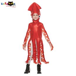 cosplay Eraspooky Child Squid Halloween for Kids Hood Tunic Outfit Girls Cute Red Octopus Costumecosplay