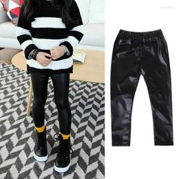 Trousers Autumn Baby Pants Girls Kids Stretchy Faux Leather Skinny Synthetic Black Leggings Long