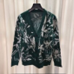 2023 Black/Green Floral Letter Print Women's Cardigan Brand Same Style Women's Sweaters DH155