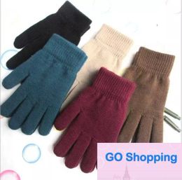 Simple Solid Colour warm Knitted Finger Gloves Candy Colours mens women Knitted Gloves Full Finger Stretch Mittens adult bike cycling warm gloves