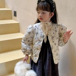 Jackets Autumn Winter Toddler Girl Floral Cotton Coat Fashion Children Cardigan Long Sleeve Tops Baby Casual Thick Warm Jacket Clothes