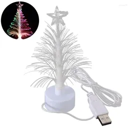 Christmas Decorations Mini LED Tree Lamp Decorative Light Night Colour Changing Fibre Optical USB Connexion Decor