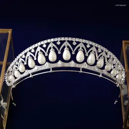 Hair Clips Bavoen Luxury European Pearls Brides Tiara Headpieces Zircon Crystal Wedding Crowns Evening Accessories High Quality