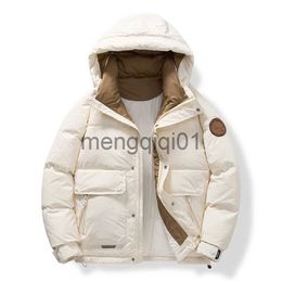 Men's Down Parkas UETEEY Winter Thick Warm Mens White Duck Down Jacket Hooded Casual Motorcycle Windproof Parkas Fashion Loose Men Puffer Coat J231107