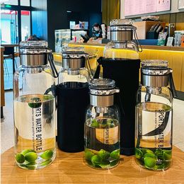 Tumblers 2 Litre Glass Water bottle Large Capacity with Portable Handle drinking Drinkware Coffee 75010001200ml waterbottle Teacup 231023