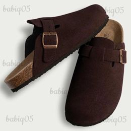 Slippers Comwarm New Boston Clogs For Women Men Suede Mules Slippers Fashion Potato Shoes Outdoor Cork Insole Sandals With Arch Support T231024
