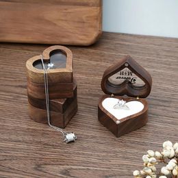 Gift Wrap Personalised Proposal Ring Box Wedding Heart Shaped Wood Carrier Engagement Creative Pair Single