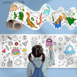 Other Toys Children Drawing Roll DIY Sticky Color Filling Paper Coloring Paper Roll For Kids DIY Painting Drawing Early Educational ToysL231024