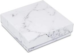 Gift Wrap 100-Pack #33 Cotton Filled Cardboard Paper Jewellery Box Gift Case - Marble White 3 1/2" x 3 1/2" x 1" 231023