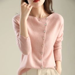 Womens Sweaters Limiguyue Autumn Knitted Vintage Singlebreasted Cashmere Cardigan Women Loose Round Neck Thin Outer Wear Sweet J823 231024
