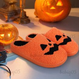 Slippers Indoor Fuzzy Women House Shoes Fashion Gift Hot Slippers Halloween Slippers Pumpkin Slippers Men Flat Soft Plush Cosy T231024