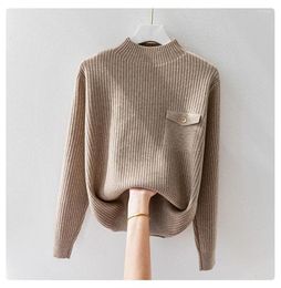 Women's Sweaters Turtleneck Knitted Women Sweater Ribbed Pullovers Autumn Winter Basic Casual Fit Soft Warm Tops