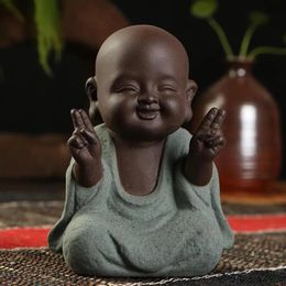 Decorative Objects Figurines Buda statue buddha figurine monk purple sand tea budas decorativos figuras bouddha india statues for decoration sculpture 231023