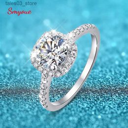 Wedding Rings % Moissanite Rings 1CT Brilliant Diamond Halo Engagement Rings For Women Girls Promise Gift Sterling Silver Jewellery Q231024