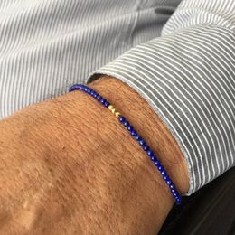 Strand Lapis Bracelet Strands For Men Lazuli Bead Gold Hematite Mens Blue Stone