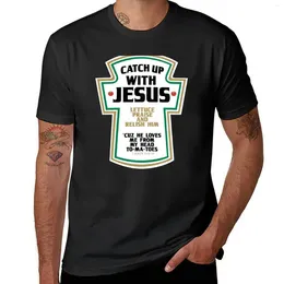 Men's Polos Christian Parody Tee Catch Up With Jesus T-Shirt Summer Clothes Quick Drying Short Sleeve Men
