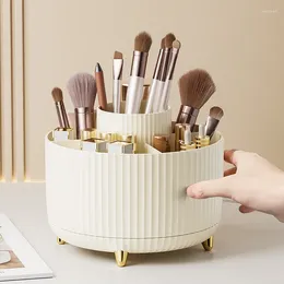 Storage Boxes Desktop Rotating Makeup Brush Organiser Cosmetic Shelves Eye Shadow Brushes Lipstick Case Pen Tube Home Dressing Table