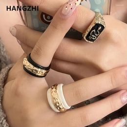 Cluster Rings HangZhi Wide Chunky Enamel Contrasting Colours Drop Oil Snake Exaggerated For Women Men Vintage Fashion Personality Jewellery