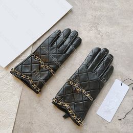 Womens Gloves Designer Motorcycle Gloves High Quality Chain Leather Gloves Winter Outdoor Warm Luxury Christmas Gift