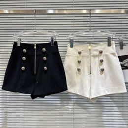 Women's Shorts PREPOMP 2023 Autumn Winter Arrival Zipper High Waist Double Breasted Metal Buttons Woolen Women GM031