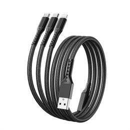 66W 5A One Drag Three Fast Data Line IOS Type C Micro USB Phone Charging Cable for iphone Samsung Huawei Oppo Vivo Xiaomi Phone Charge Wire Table Speaker Charger Cord